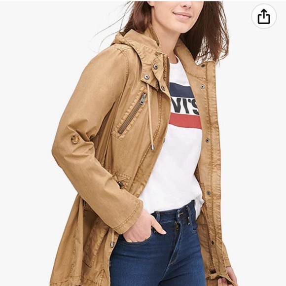 COPY - NWT Levi's Women's Cotton Hooded Anorak Dull Gold Jacket - Size 2X - Picture 4 of 13